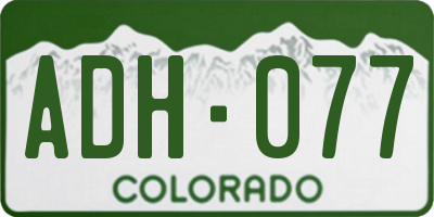 CO license plate ADH077