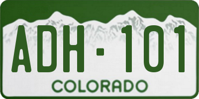 CO license plate ADH101