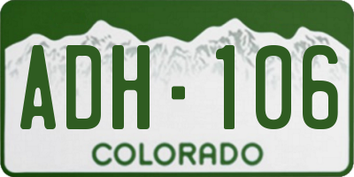 CO license plate ADH106