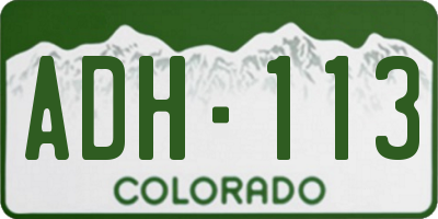 CO license plate ADH113