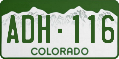 CO license plate ADH116