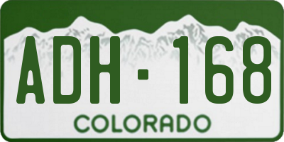 CO license plate ADH168