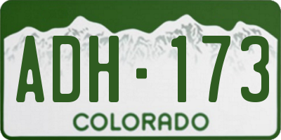 CO license plate ADH173