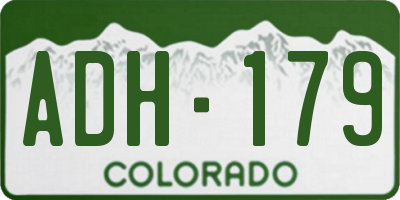 CO license plate ADH179