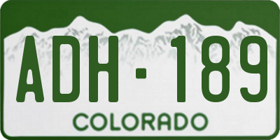 CO license plate ADH189