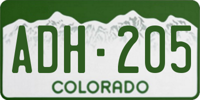 CO license plate ADH205
