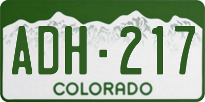 CO license plate ADH217