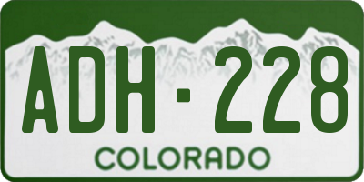 CO license plate ADH228