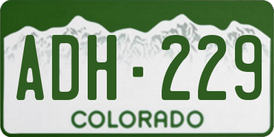 CO license plate ADH229