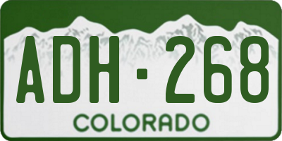 CO license plate ADH268