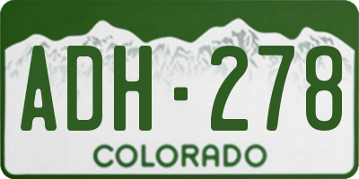 CO license plate ADH278