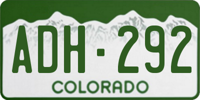 CO license plate ADH292