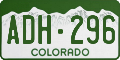 CO license plate ADH296