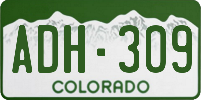 CO license plate ADH309