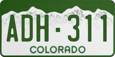 CO license plate ADH311