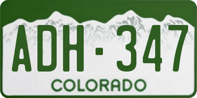 CO license plate ADH347