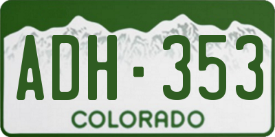 CO license plate ADH353