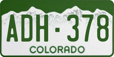 CO license plate ADH378