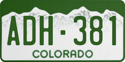 CO license plate ADH381