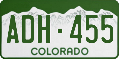 CO license plate ADH455