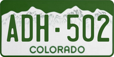 CO license plate ADH502