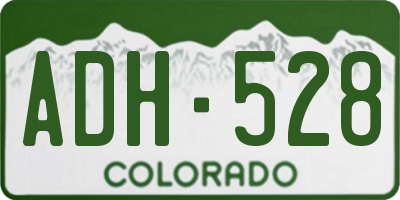 CO license plate ADH528