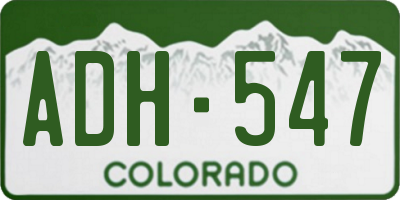 CO license plate ADH547
