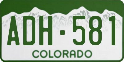 CO license plate ADH581