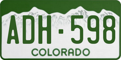 CO license plate ADH598