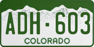 CO license plate ADH603