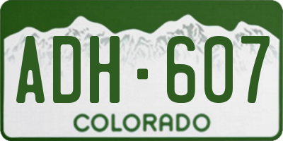 CO license plate ADH607