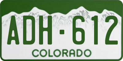 CO license plate ADH612