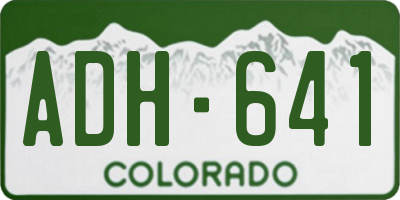 CO license plate ADH641