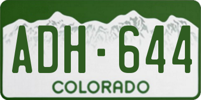 CO license plate ADH644