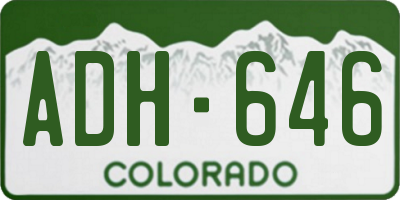 CO license plate ADH646