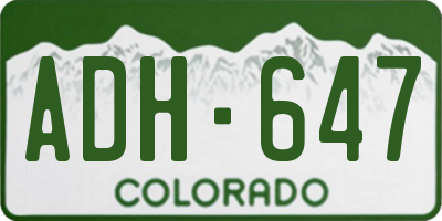 CO license plate ADH647