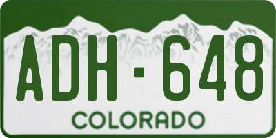 CO license plate ADH648