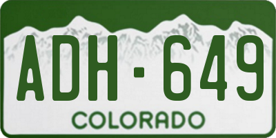 CO license plate ADH649