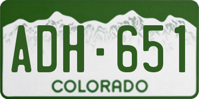 CO license plate ADH651