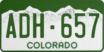 CO license plate ADH657
