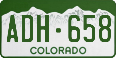 CO license plate ADH658
