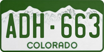 CO license plate ADH663