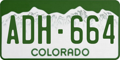 CO license plate ADH664