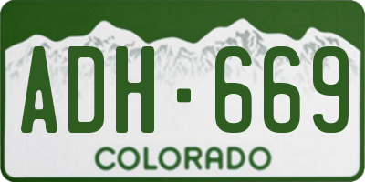 CO license plate ADH669