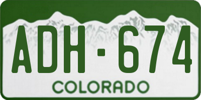 CO license plate ADH674
