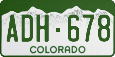 CO license plate ADH678
