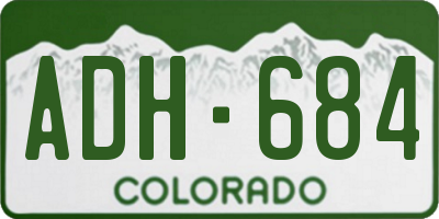 CO license plate ADH684