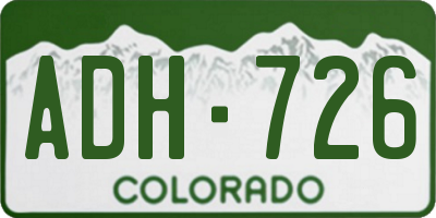 CO license plate ADH726