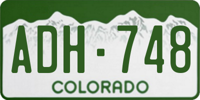 CO license plate ADH748