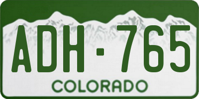 CO license plate ADH765